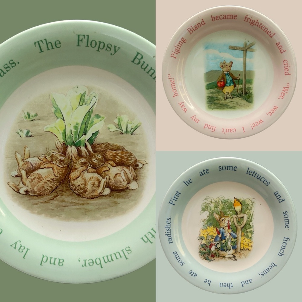 Pottery Barn Kids Storybook Plate Set - Green, Red, Blue